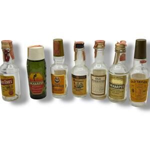 X7 vintage miniature airline delta liquor bottles - shots retro mcm